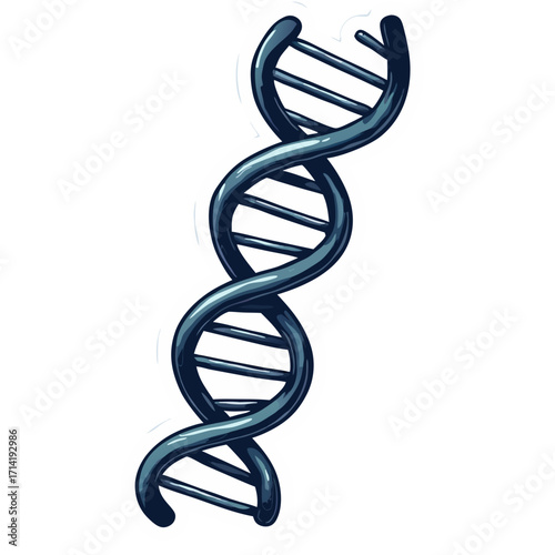 Illustration of dna helix structure genetic code molecule biology science medical research genome and gene study sticker icon on transparent background 