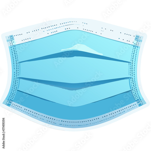 Blue medical mask face protection virus prevention safety equipment health care surgical mask respiratory mask sticker icon on transparent background 