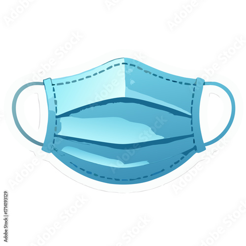 Blue face mask protection medical mask surgical mask safety mask health mask virus mask covid mask respirator sticker icon on transparent background 