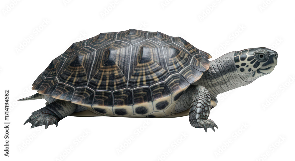 Obraz premium Detailed side-view of a turtle with patterned shell