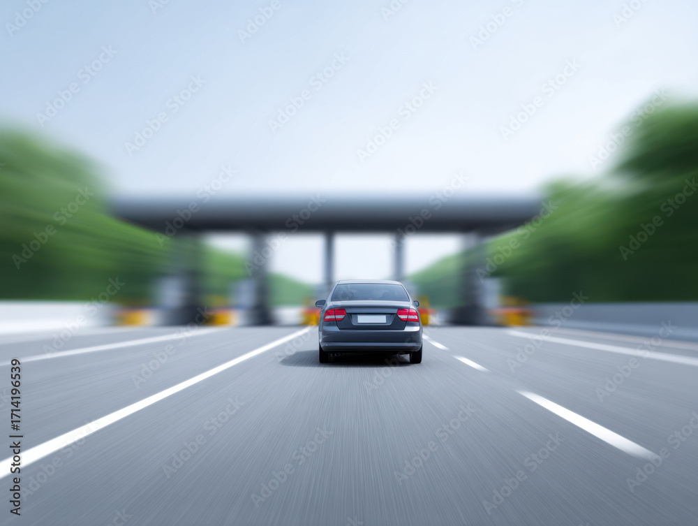 Fototapeta premium Car driver advice for safe highway travel with clear road and blurred background showing speed and focus