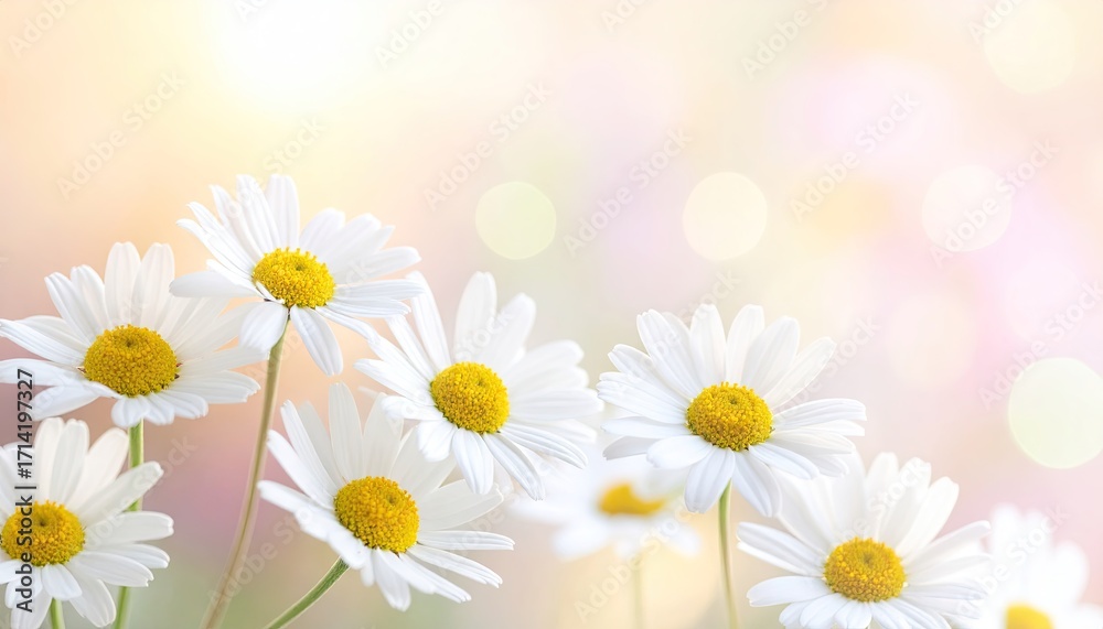 Obraz premium Closeup of White Daisies with Pastel Background