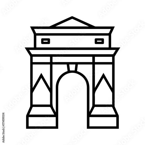 Line icon origami triumphal arch vector on a white background
Vector icon on a white background