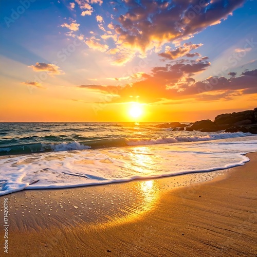 Golden sunset over a beach