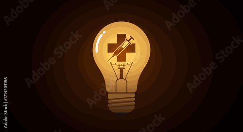 Innovative healthcare concept with light bulb and medical symbol