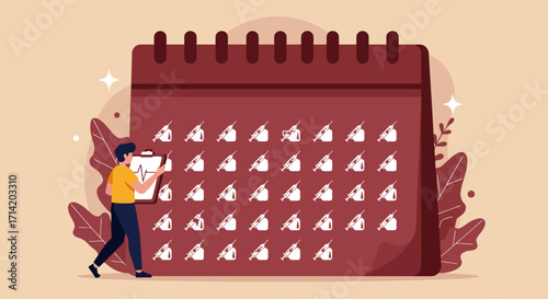 Flat design productivity planner: daily task management concept