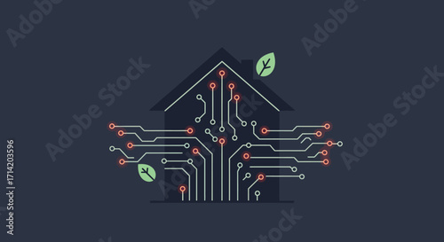 Smart home technology circuit in modern minimal design