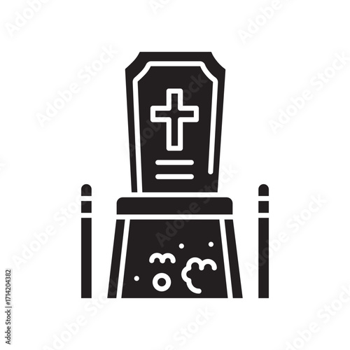 burial plot black flat icon.