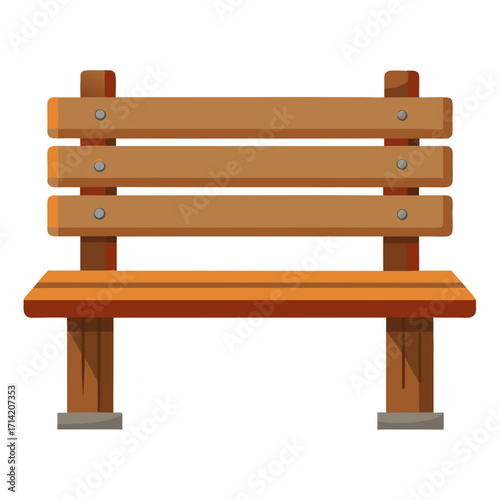 wooden bench on a white background