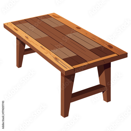Rustic Table: A sturdy wooden table with a natural, handcrafted aesthetic stands as a symbol of simplicity and warmth. The design features strong legs and a tabletop with visible wood grains.