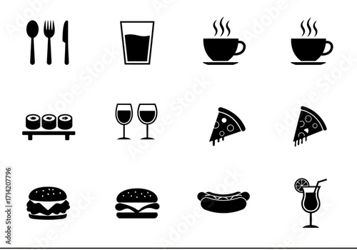 Icon set with food and drinks