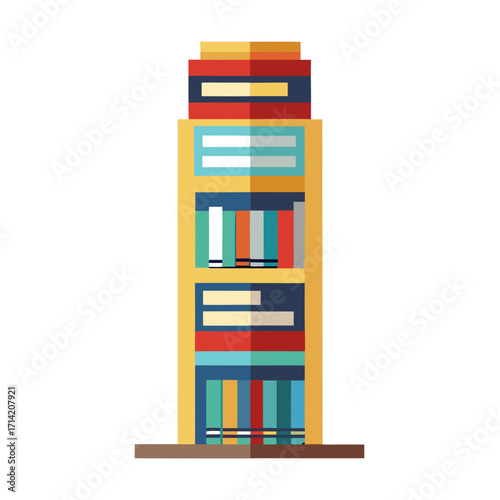 Bookshelf of Knowledge: A colorful, meticulously arranged bookshelf, brimming with books and offering a visual treat for those with a thirst for knowledge.