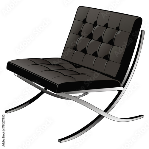 Minimalist Chair: A sleek, modern chair with a striking black seat and chrome-finished steel frame, embodying contemporary design. A perfect accent for modern interior spaces.