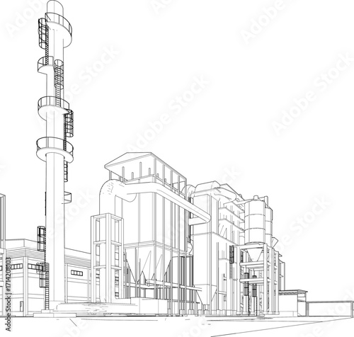 3D illustration of industrial project