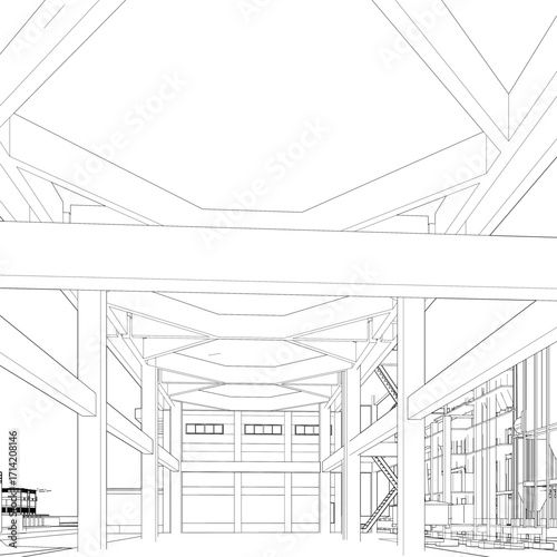 3D illustration of industrial project