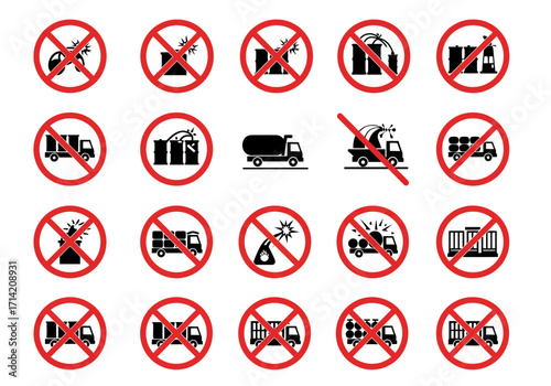 Warning signs of prohibited activities involving hazardous materials transport
