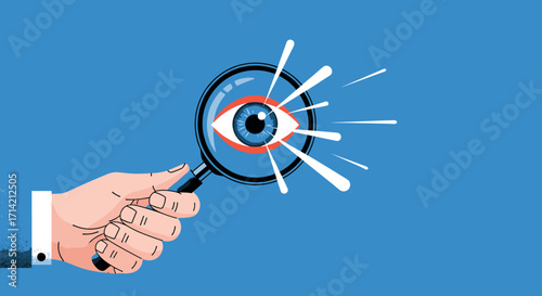 Magnifying Glass Focuses on an Eye Symbolizing Vision and Discovery.