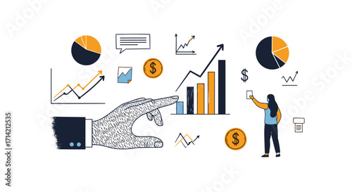 Business Growth and Financial Analysis Concept Illustration.