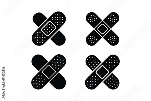 adhesive band aid icon silhouette vector illustration