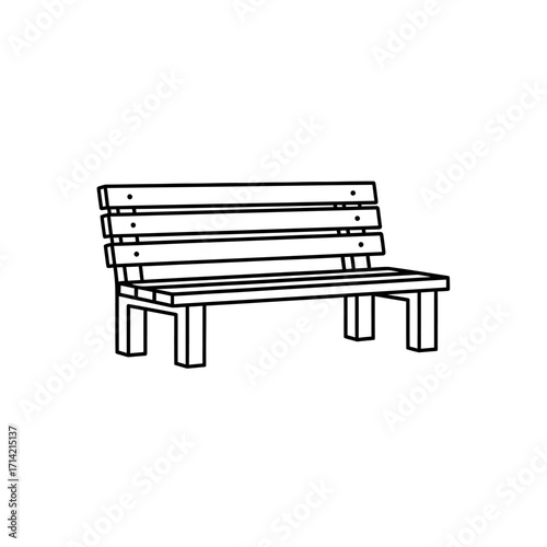Simple Wooden Park Bench Outdoor Furniture.