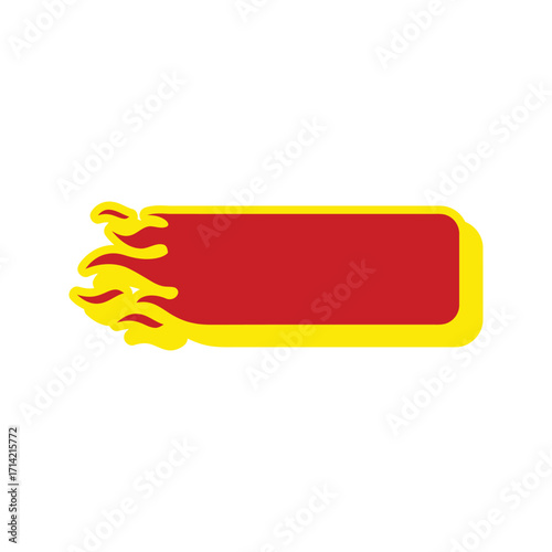 Red and Yellow Flame Banner Design Element.