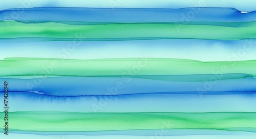 Abstract Watercolor Stripes: Tranquil Blue and Green Hues