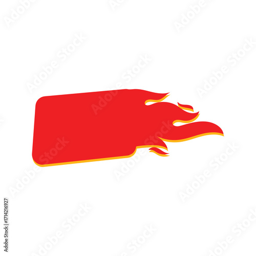 Red Flame Banner Element on White Background.