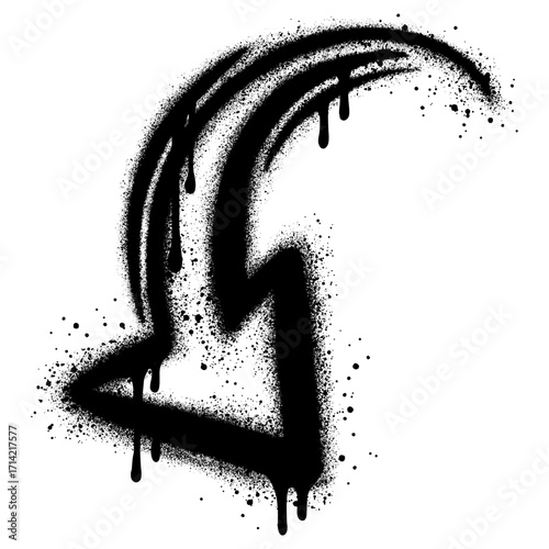 Arrow in urban graffiti style with black spray pant.