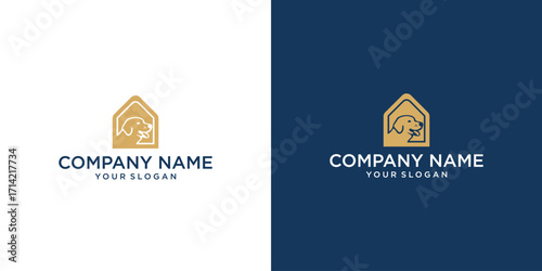 Dog house logo and icon design vector.