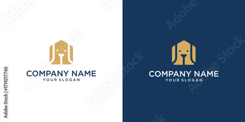Pet dog house simple design logo vector icon.