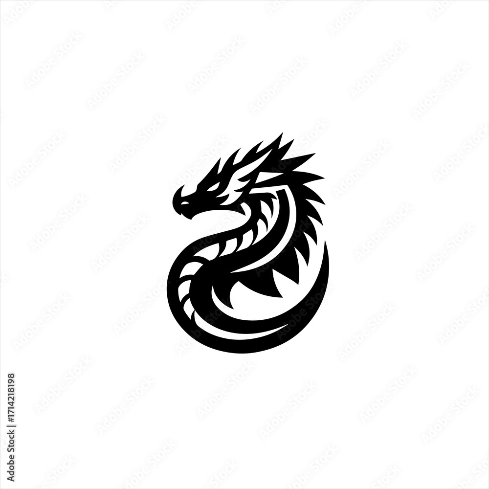 Fototapeta premium Tribal dragon silhouette logo design