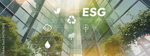 ESG Business investment strategy on new green economy. Environment social governance in real estate.
