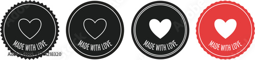 Made with love heart stickers handmade product label vector art