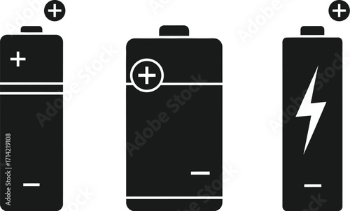 Stock vector illustration of battery types energy power source
