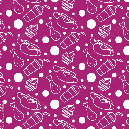 fast food pattern set background 07