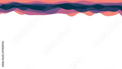 Abstract wavy layers in coral, purple, and deep blue on a clean white background, ideal for modern design, branding, or presentations.