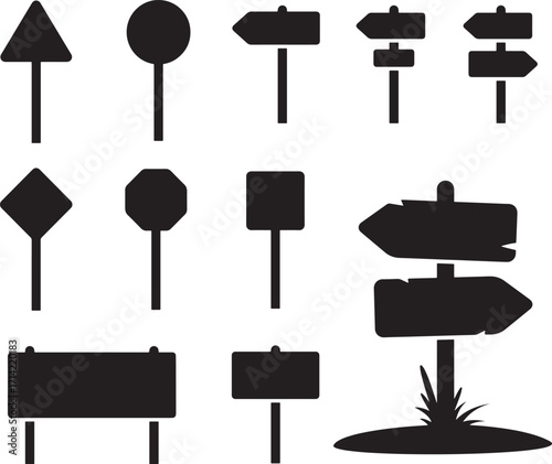 Thin line icon set for sign  signs  traffic  road  signage  warning   regulatory   instruction   silhouette  directional  stop. Pixel perfect icons editable stroke.
