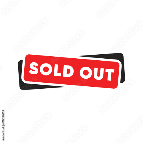 Sold Out Red and Black Sticker Label.