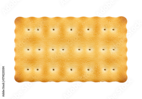 Canvas Print Isolated golden brown cracker biscuit from above on a neutral backdrop, perfect
