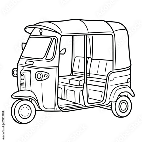 Scalable vector illustration of a classic auto rickshaw for transportation graphics silhouette vector illustration white background