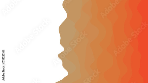 Dynamic abstract background featuring a wavy vertical color gradient from light brown to orange and red, with a subtle profile silhouette. Ideal for modern design, web, and branding.