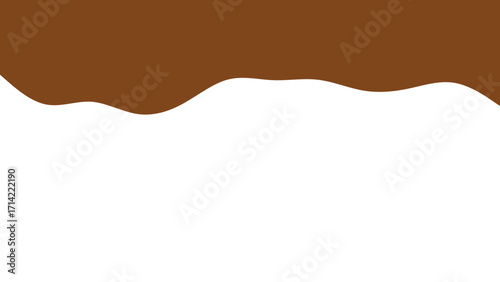 Delicious melted chocolate or caramel sauce flowing with a wavy edge on a white background, perfect for dessert branding or sweet food concepts.