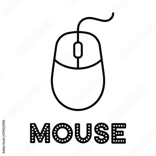 Simple outline vector illustration of a computer mouse icon for digital and print design scalable silhouette vector illustration white background
