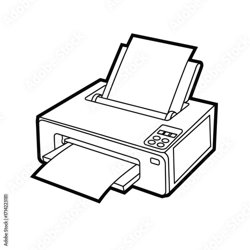 Printer line art vector illustration scalable eps graphic design office technology silhouette vector illustration white background