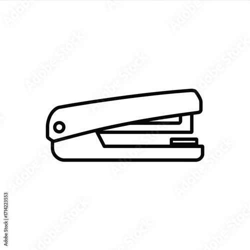 Simple black and white line drawing stapler icon vector graphic for office and school supplies silhouette vector illustration white background