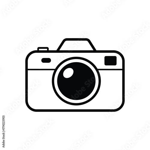 Simple black and white line art camera icon vector illustration scalable eps graphic silhouette vector illustration white background