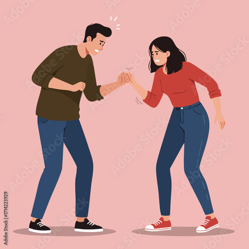 Flat Illustration Arguing Couple Stressed and Tension in Relationship Conflict