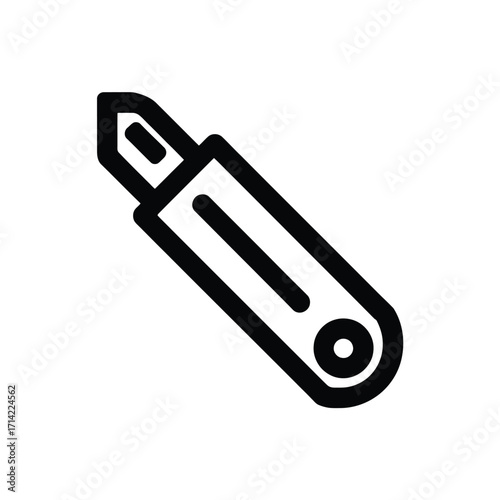 Simple stylized utility knife vector icon for general use scalable eps illustration silhouette vector illustration white background