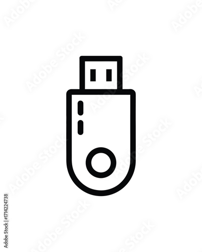 Simple stylized line art usb flash drive icon vector graphic scalable eps digital storage data transfer silhouette vector illustration white background