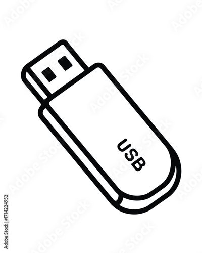 Simple usb flash drive vector illustration scalable eps icon for data storage and transfer silhouette vector illustration white background